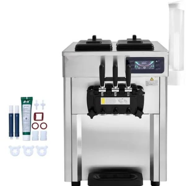 Ismaskine>Kommmerciel Soft Serve Ismaskine 18-28 L/H med 3 smagsmuligheder. Perfekt til cafeer og isbarer.
