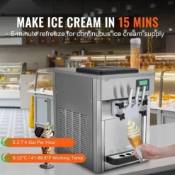 Kommmerciel Soft Serve Ismaskine 20L/t Kapacitet 3 Smagsvarianter Bordplade Best