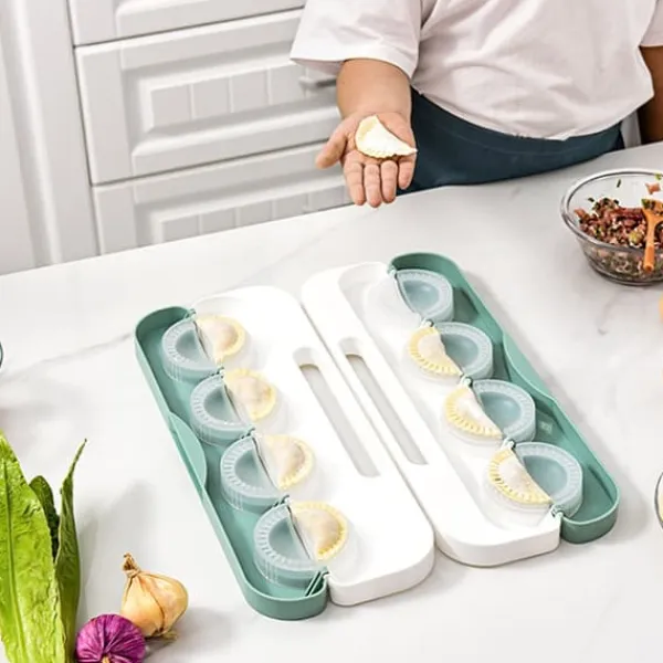 Kompakt manuel dumplingmaskine med ergonomisk håndtag - pladsbesparende design, grøn Discount