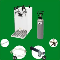 Komplet sæt - fadølsanlæg - kontakt 40 2 linjer tør køler, spil køler 50 liter/h, KEG:Typ G, KEG 2:Type D Online