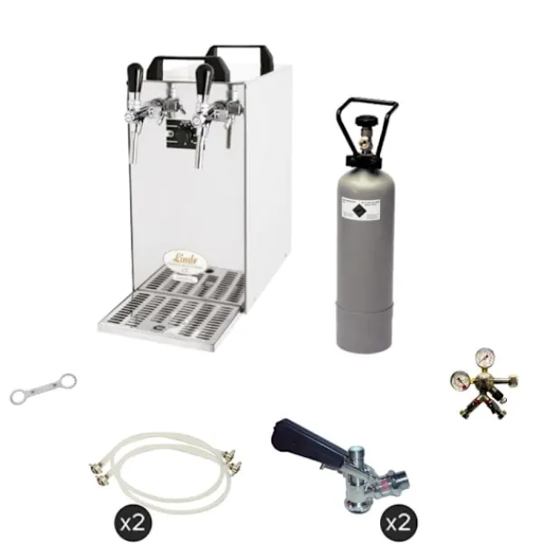 Komplet sæt - fadølsanlæg - kontakt 40 2 linjer tør køler, spil køler 50 liter/h, KEG:Typ G, KEG 2:Type D Online