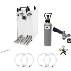 Komplet sæt - fadølsanlæg - kontakt 40 2 linjer tør køler, spil køler 50 liter/h, KEG:Typ G, KEG 2:5 liters adapter Clearance