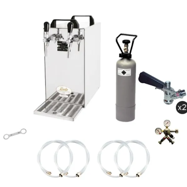 Komplet sæt - fadølsanlæg - kontakt 40 2 linjer tør køler, spil køler 50 liter/h, KEG:Typ G, KEG 2:5 liters adapter Clearance