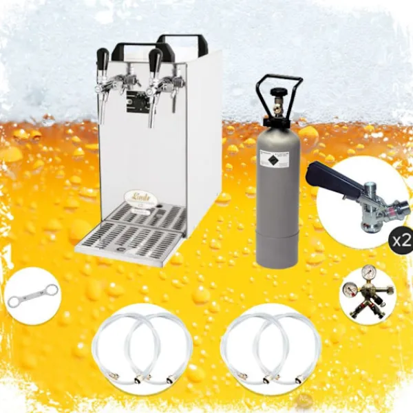Komplet sæt - fadølsanlæg - kontakt 40 2 linjer tør køler, spil køler 50 liter/h, KEG:5 liters adapter, KEG 2:Type M Clearance