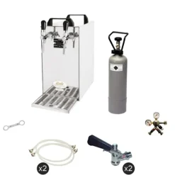 Komplet sæt - fadølsanlæg - kontakt 40 2 linjer tør køler, spil køler 50 liter/h, KEG:5 liters adapter, KEG 2:Type M Clearance