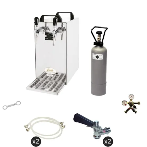Ølhaner>Komplet sæt - fadølsanlæg - kontakt 40 2 linjer tør køler, spil køler 50 liter/h, KEG:Type M, KEG 2:Type D