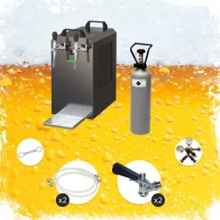 Ølhaner>Komplet sæt - fadølsanlæg - STREAM 80 ølkasse, flowkøler 2-linet tørkøler, KEG 2:Type D, KEG:KeyKeg