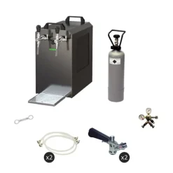 Ølhaner>Komplet sæt - fadølsanlæg - STREAM 80 ølkasse, flowkøler 2-linet tørkøler, KEG 2:Type D, KEG:KeyKeg