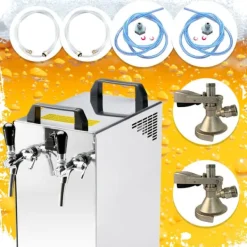 Ølhaner>Komplet sæt fadølsanlæg kontakt 40 / K 2 linjer, 50 liter/h rustfrit stål, med membranpumpe, øl tryk, KEG:Type M, KEG 2:Type D