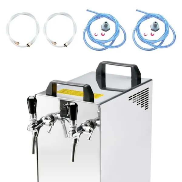 Ølhaner>Komplet sæt fadølsanlæg kontakt 40 / K 2 linjer, 50 liter/h rustfrit stål, med membranpumpe, øl tryk, KEG:Type M, KEG 2:Type D