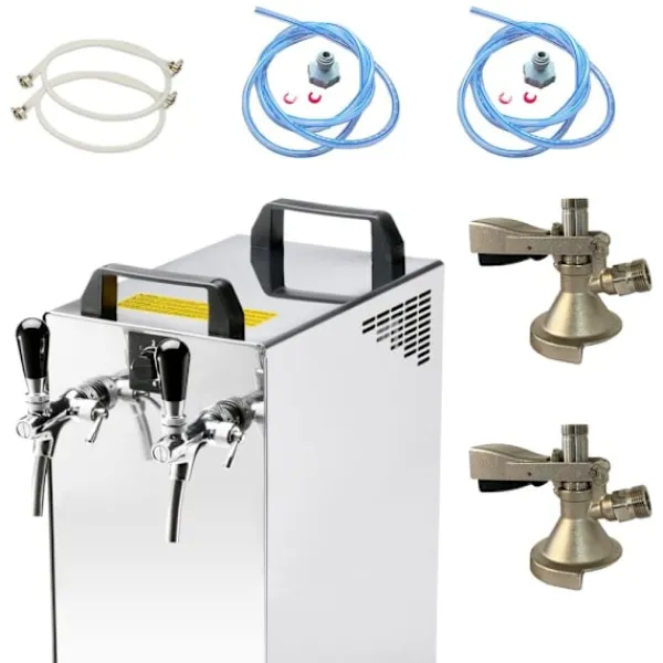 Ølhaner>Komplet sæt fadølsanlæg kontakt 40 / K 2 linjer, 50 liter/h rustfrit stål, med membranpumpe, øl tryk, KEG:Type M, KEG 2:Typ G