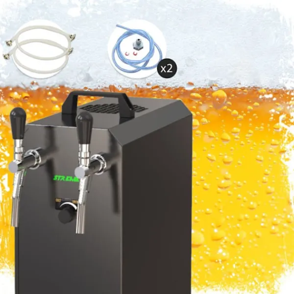 Komplet sæt fadølsanlæg stream 50 / К 2 linjer, 50 liter/h rustfrit stål, med membranpumpe, øl tryk, KEG:Typ G, KEG 2:KeyKeg