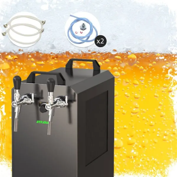 Komplet sæt fadølsanlæg STREAM 80K med luftpumpe, ølkasse, flowkøler 2-linet tørkøler, KEG 2:NC adapter, KEG:KeyKeg Outlet