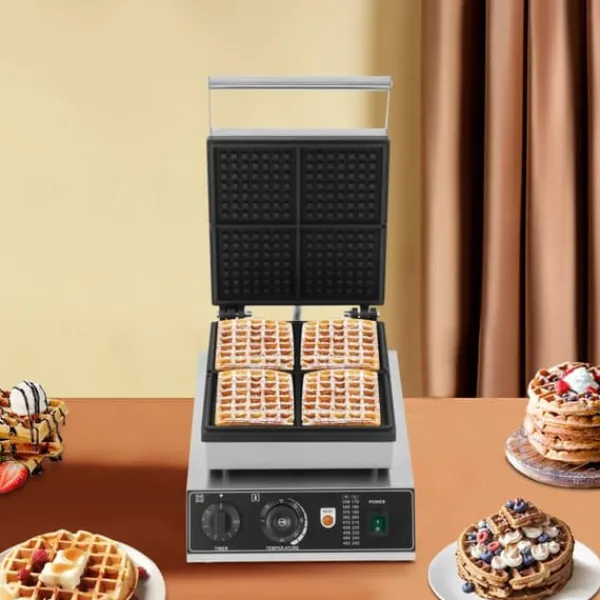 Vaffeljern>Kosmetikvogn til salon - rullebord til instrumenter - Rustfrit stål - 1750 W - Timer 30 s - 45×35×30 cm - Sølv