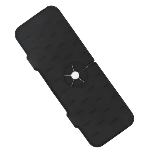 Måtter & Gitter Til Køkkenvaske>Kran Absorberande matta Tvättbar Återanvändbar Silikon Diskbänk Bänkskiva Vattenfångare för kök Badrum RV 61x14cm Svart