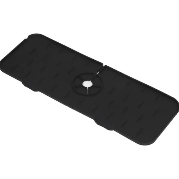 Måtter & Gitter Til Køkkenvaske>Kran Absorberande matta Tvättbar Återanvändbar Silikon Diskbänk Bänkskiva Vattenfångare för kök Badrum RV 61x14cm Svart