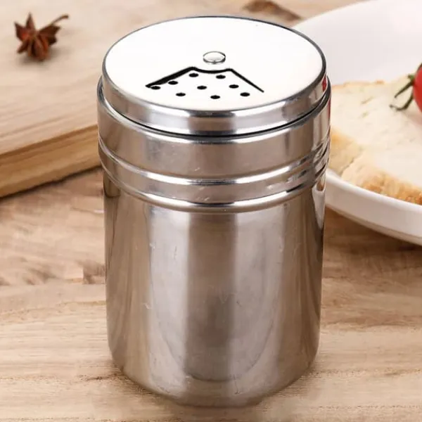 Salt- & Peberstrøere>Kryddburkar i rostfritt stål 410 Uniform dispensering av rostfritt stål med förtjockad botten kryddburkar för salt och socker krydda Stora