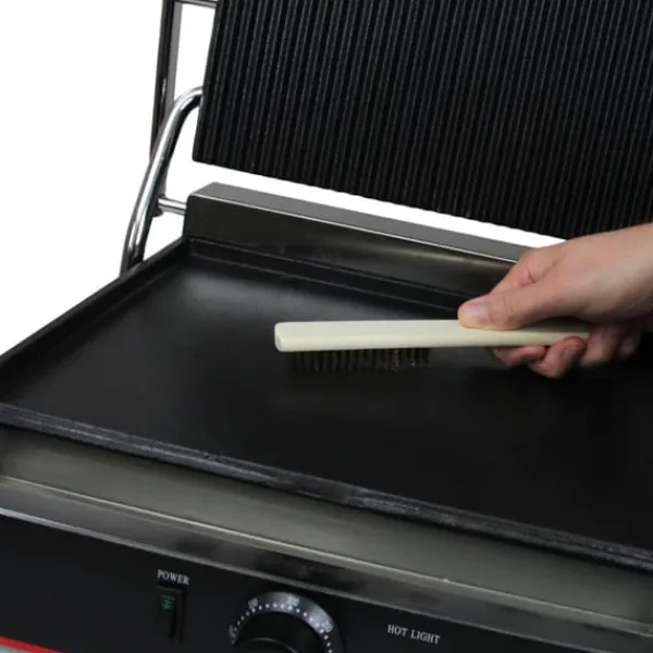 Brødristere, Raclettegrills Og Sandwichtoastere>KuKoo Rillet / Flad Panini Press Ribbet Kontakt Grill Brødrister Sandwich Maker Kommerciel Catering maskine