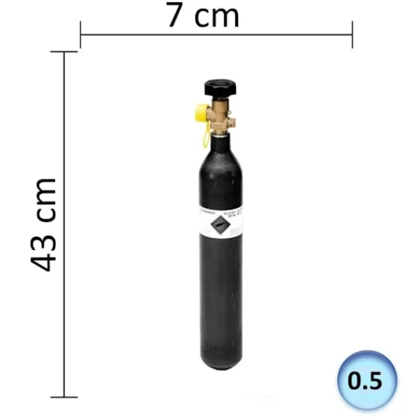 Sodavandsmaskiner>Kuldioxid, CO2 flaske - 0,5 kg, med flaskeholder - Kuldioxid flaske, Gasflaske, CO2 cylinder, Kuldioxid Carbondioxid cylinder, Kuldioxid beholder