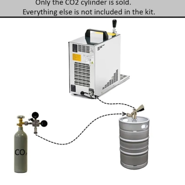 Sodavandsmaskiner>Kuldioxid, CO2 flaske - 0,5 kg, med flaskeholder - Kuldioxid flaske, Gasflaske, CO2 cylinder, Kuldioxid Carbondioxid cylinder, Kuldioxid beholder