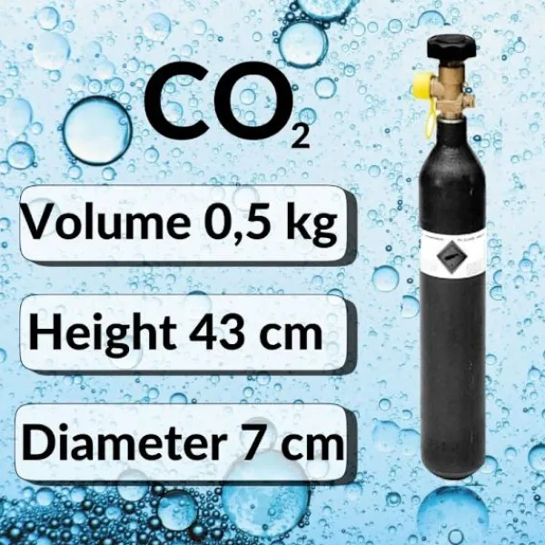 Sodavandsmaskiner>Kuldioxid, CO2 flaske - 0,5 kg, med flaskeholder - Kuldioxid flaske, Gasflaske, CO2 cylinder, Kuldioxid Carbondioxid cylinder, Kuldioxid beholder