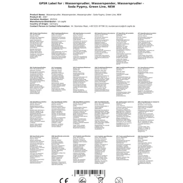 Kulsyremaskine, Sodavandsmaskine, Danskvandsmaskine, Vandkøler, Vandmaskine, Vandautomat, Vanddispenser, Carbonator Pygmy 2-LTG. rustfrit stål, 20 l/h | CDON Online