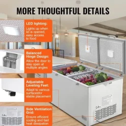 Kummefryser 19,8 cu.ft / 561 L dybfryser med 4 aftagelige kurve, energieffektiv, rummelig opbevaring Outlet