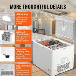 Kummefryser 12,8 ku.ft / 345 L stor dybfryser, 4 aftagelige kurve, energieffektiv, rummelig, holdbar design