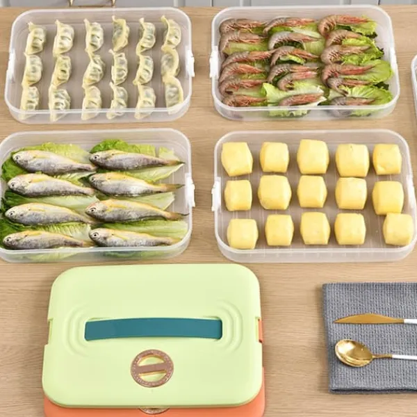 Beholdere Til Madopbevaring>Kylskåp Mathylla Dumpling Förvaringslåda 3-lagers stapelbar matförvaringslåda Brickbehållare med lock