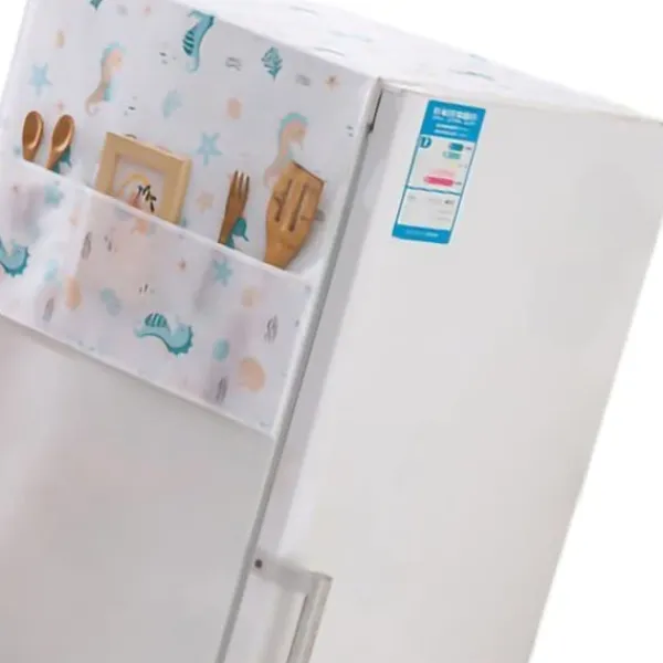 Kylskåpsdammskydd PEVA Home Vatten- och oljetätande Kylskåpsskydd Handduk för kök Seahorse House 130x55cm/51.2x21.7in Outlet
