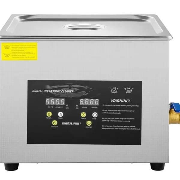 Ultralydsrenser>15L Digital Ultrasonic Rengøringsmaskine, 600W, 40KHz, Med Timer, Effektiv Rengøring