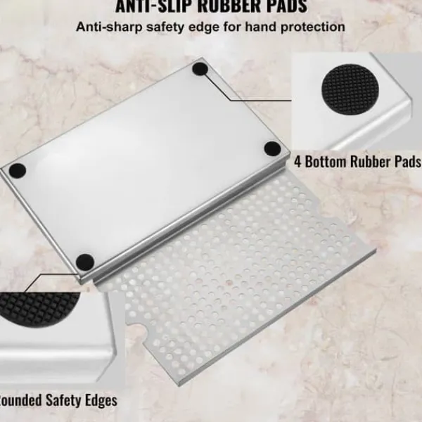 Bordskånere Til Glas>Øl drypbakke i 304 rustfrit stål til Kegerator med skridsikre puder for optimal stabilitet og funktionalitet.