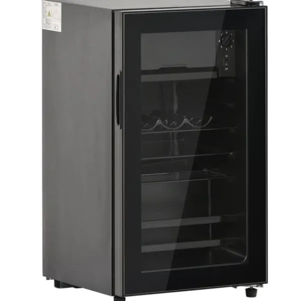 Køleskabe>76L Minikøleskab, 6L fryser + 70L køleskab, LED-lys, til 51 dåser, lydløs drift, kompressor, justerbare hylder