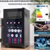 Køleskabe>76L Minikøleskab, 6L fryser + 70L køleskab, LED-lys, til 51 dåser, lydløs drift, kompressor, justerbare hylder