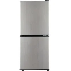 Kombineret Køle- & Fryseskab>106L minikøleskab, 60L køleskab + 46L fryser, 7 temperaturer, sølvdør, LED-lys, justerbare hylder, 166 kWh/år