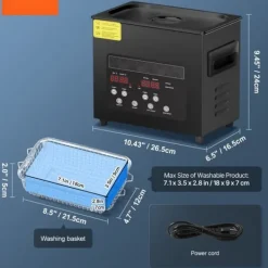 3L Ultralydsrenser, Rengøringsmaskine, med Kurvevarmer og Timer, 120W Clearance