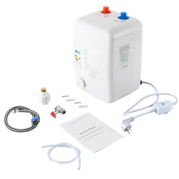 8L Vandvarmer - Elektrisk - 1500 W - 220–240 V - 30–65°C - Hurtig opvarmning 15 min - IPX4 - Væg/gulv/under vask - Hvid Clearance