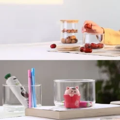 Lagdelte glasopbevaringskrukker til snacks og tørret frugt, salatskål i glas med låg Discount