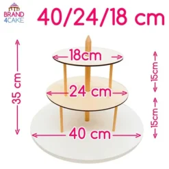 Serveringsfad & Skåle>3-lags kagefad 40/24/18 cm Brand4Cake