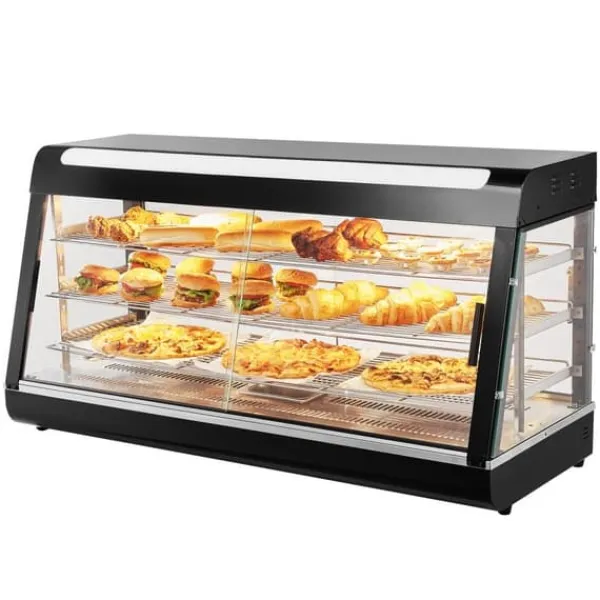 Madopvarmere>3-lags kommercielt madvarmer Display Bordplade pizzaskab med belysning, hurtig opvarmning, energieffektiv