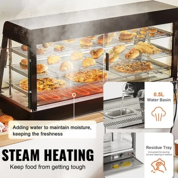 Madopvarmere>3-lags kommercielt madvarmer Display Bordplade pizzaskab med belysning, hurtig opvarmning, energieffektiv