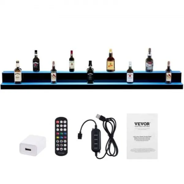 LED spiritusflaske displayhylde, 1828x200x150 mm, Flerfarvet, Akryl New