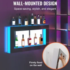 LED-lysende spiritusflaske displayhylde, barhylde, RF & app kontrol, 48 tommer, moderne design Hot
