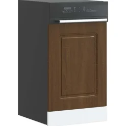 Låge til opvaskemaskine - Frontpanel i konstrueret træ | Farve: Brun egetræsfarve | Størrelse: 45x1,5x67 cm Outlet