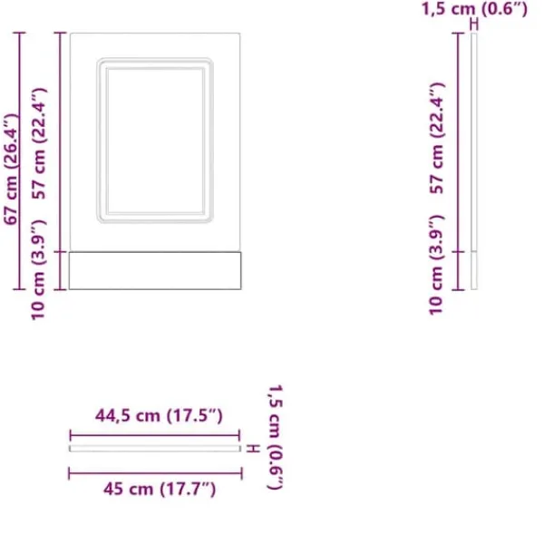 Opvaskemaskiner>Låge til opvaskemaskine Kalmar - Tidløst design | Størrelse: 45x1,5x67 cm | Farve: Betongrå