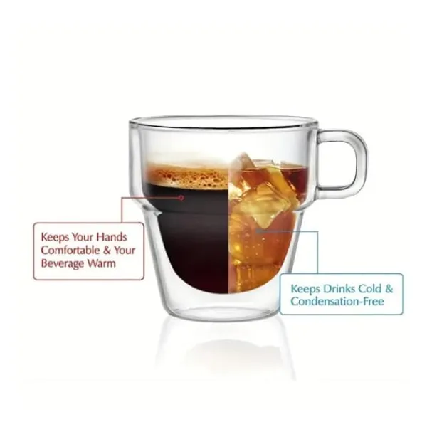 LIVIT Americano Kaffekrus, Borosilikatglas, Dobbeltvægget, 350 ml, Sæt med 2
