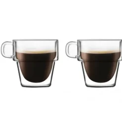 LIVIT Americano Kaffekrus, Borosilikatglas, Dobbeltvægget, 350 ml, Sæt med 2