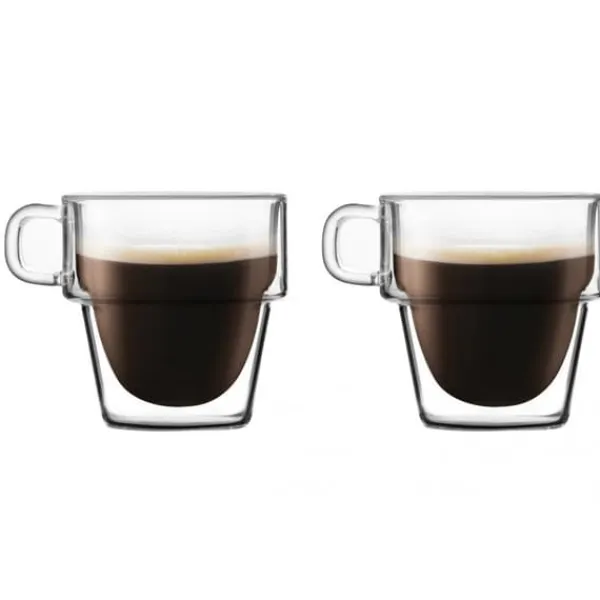 LIVIT Americano Kaffekrus, Borosilikatglas, Dobbeltvægget, 350 ml, Sæt med 2