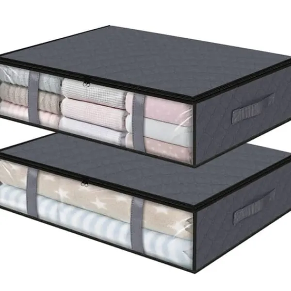 LIVIT Foldbare Stofopbevaringskasser - Sæt med 4, Grå, S New