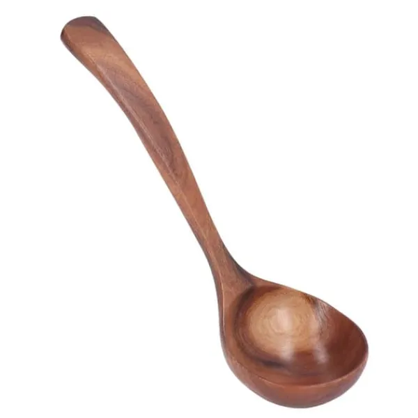 Bestik>Långt handtag slev Acacia träsoppa serveringssked köksservis verktyg med naturlig textur S